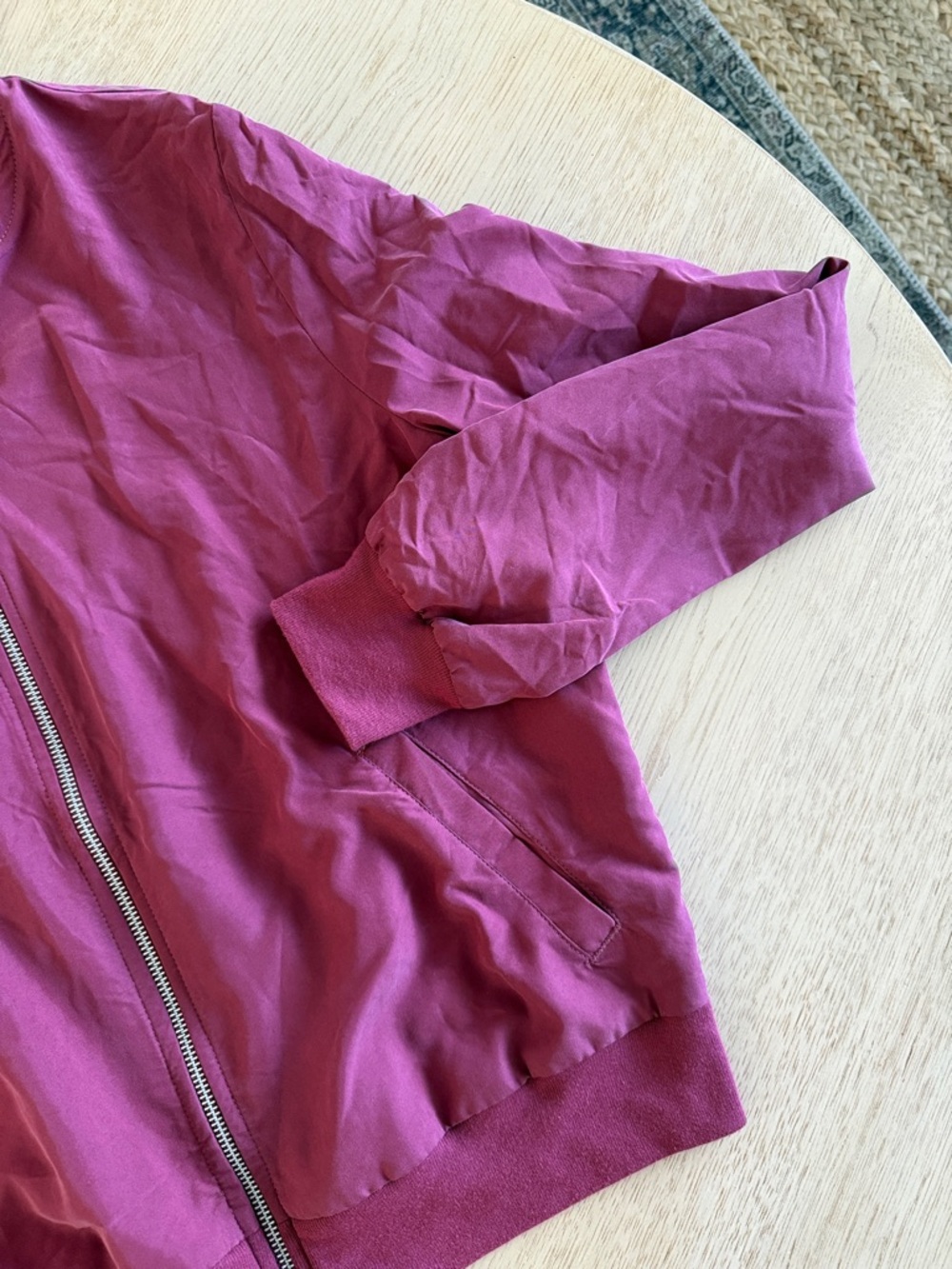 American Apparel VINTAGE Raspberry Bomber Jacket size medium - Picture 3 of 4